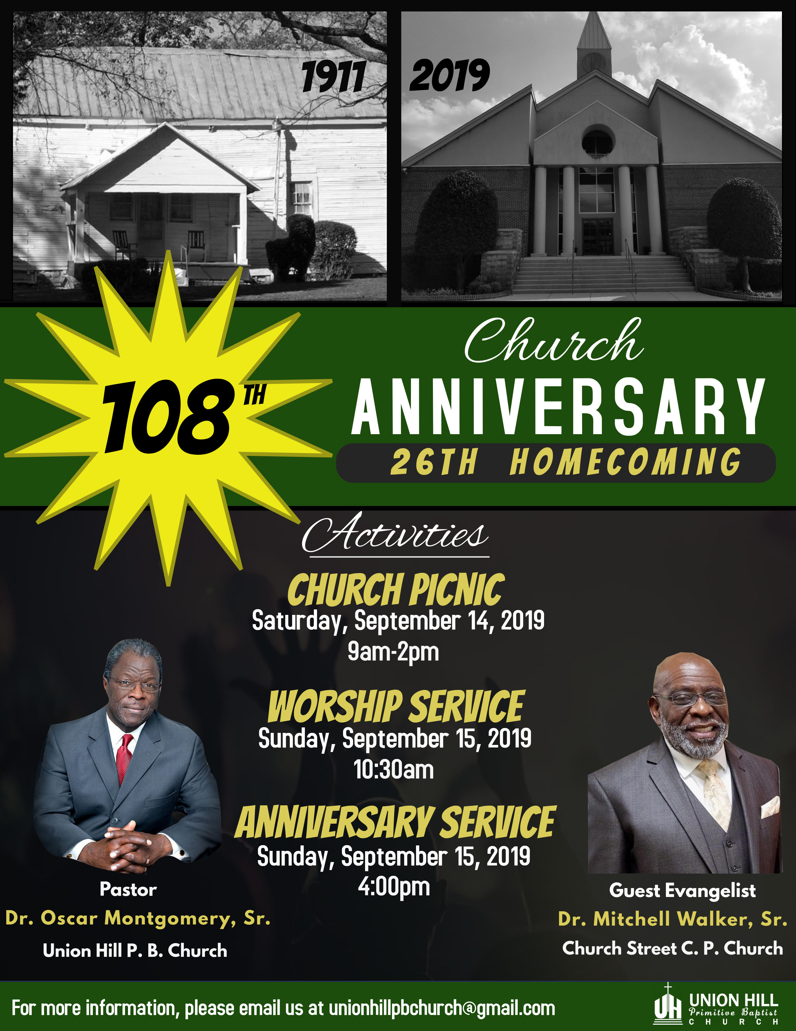 Union Hill P. B. Church 108th Anniversary Announcement